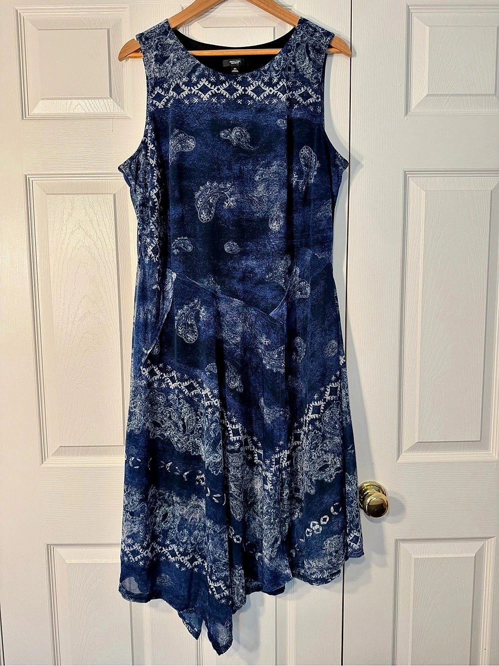 Simply Vera Wang Paisley Midi Dress in Blue Size XL Like New